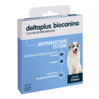 Antiparasitäres Mittel Deltaplus für große Hunde Biocanina - Schachtel mit einem 65 cm Halsband