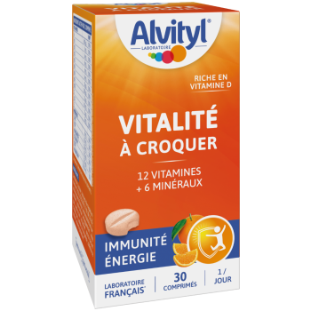 Vitalität zum Knabbern Geschmack Orange Alvityl - Packung mit 30 Tabletten