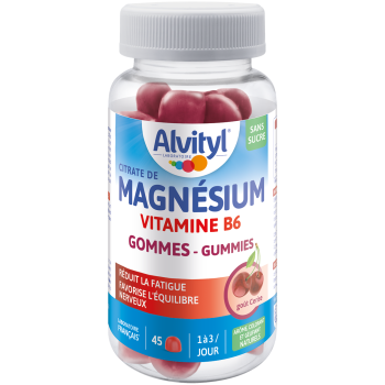 Magnesium Vitamin B6 Kirschgeschmack Alvityl - 45 Gummibärchen im Behälter