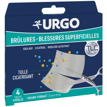 Sterile Wundgaze zur Heilung von Verbrennungen und oberflächlichen Wunden Urgo - Packung mit 4 Gazen 8x8 cm
