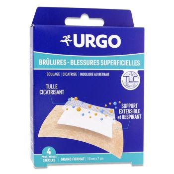 Urgo Verbände für Brandwunden/Oberflächenverletzungen - Packung mit 4 großen sterilen Verbänden