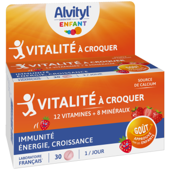 Alvityl Vitalität zum Kauen Erdbeergeschmack - Packung mit 30 Tabletten