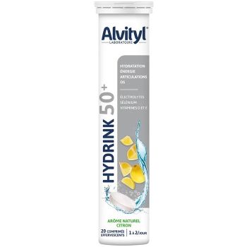 Hydrink 50+ natürliches Zitronenaroma Alvityl - Tube mit 20 Brausetabletten