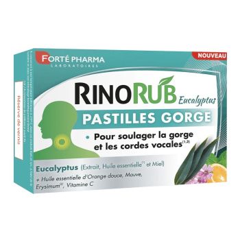 RinoRub Eukalyptus Halspastillen Geschmack Minze ohne Zucker Forté Pharma - Packung mit 24 Pastillen