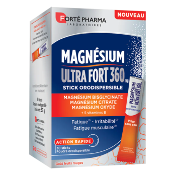 Ultra starkes Magnesium 360mg Forté Pharma - Packung mit 30 Sticks