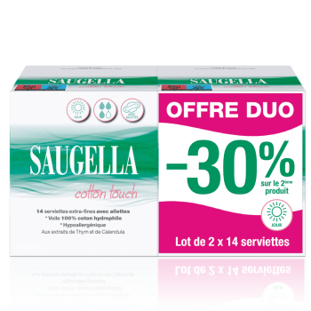 Cotton Touch Extra-dünne Saugella-Taschentücher mit Flügeln Tag - 2er-Pack mit 14 Taschentüchern
