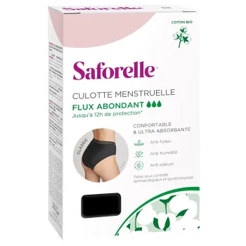 Ultra-absorbierende Menstruationsunterhose Größe 42 Saforelle - 1 schwarze Unterhose