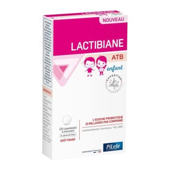 Lactibiane ATB Kind Erdbeergeschmack Pileje - Packung mit 10 Kaudabletten