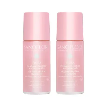 Flora Deodorant Wirksamkeit 48h bio Sanoflore - 2er Pack 50 ml Roll-ons