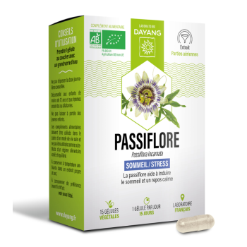 Passionsblume Schlaf und Stress BIO Dayang - Packung mit 30 Kapseln