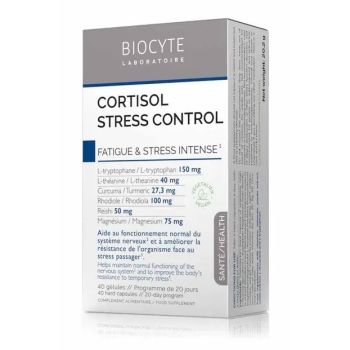 Cortisol Stress Control Müdigkeit und intensiver Stress Biocyte - Packung mit 40 Kapseln