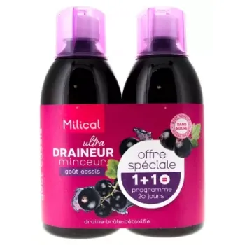 Ultra Zuckerfreier Schlankheitsdrainage mit Cassisgeschmack von Milical - 20-Tage-Programm