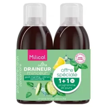 Ultra schlanker Entwässerer Minze Zitrone Gurke Milical - 2er Pack mit 500ml Flaschen