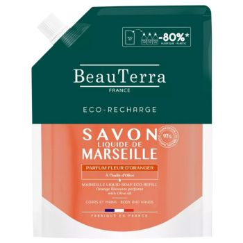 Flüssige Marseille-Seife mit Orangenblüten-Duft Beauterra - Eco-Nachfüllung von 900 ml