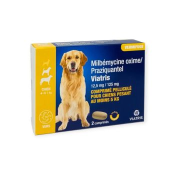 Milbemycin Praziquantel Wurmkur Hund +5kg Fleischaroma Viatris - Packung mit 2 Tabletten