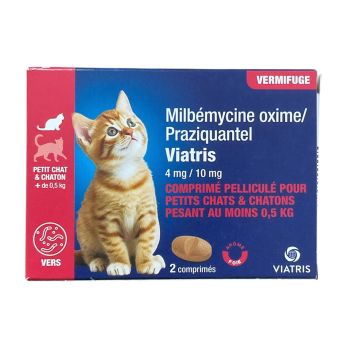 Milbemycin Praziquantel Wurmkur f&uuml;r kleine Katzen und K&auml;tzchen +0,5kg Leberaroma Viatris - Packung mit 2 Tabletten