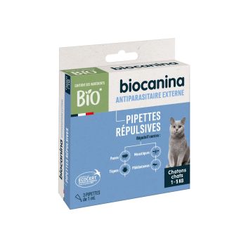 Biocanina äußere antiparasitäre Abwehrpipetten für Katzen von 1 bis 5 kg - Packung mit 3 Pipetten à 1 ml