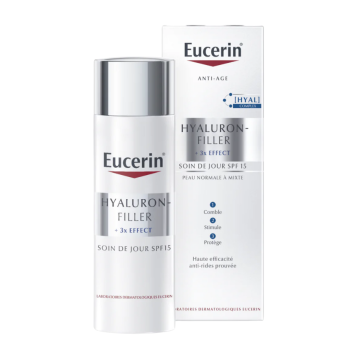 Hyaluron-Filler +3x Effekt Tagespflege für normale bis Mischhaut SPF15 Eucerin - Flasche mit 50 ml
