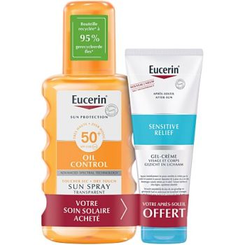 Sonnenöl-Kontrollspray Sonnenschutz SPF50+ Eucerin - 200ml Flasche + After Sun 50ml gratis