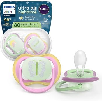 Ultra air Nacht-Schnuller 6-18 Monate Avent - 2er-Pack Schnuller