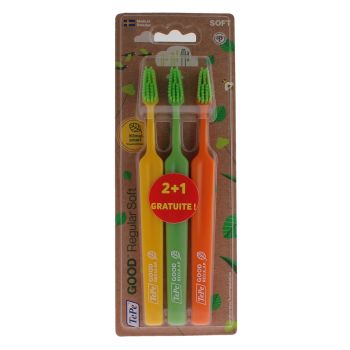 Good regular soft TePe Zahnbürste - 2er Pack Zahnbürsten + 1 gratis