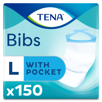 Bibs Schutz für Mahlzeiten 37x66 cm Größe L Tena - Packung mit 150 Schutzvorrichtungen