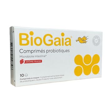 Mikrobiota Darm Aroma Erdbeere BioGaia - 10 Kaudabletten