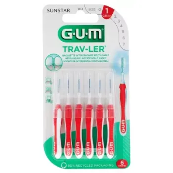Antibakterielle Interdentalbürste Trav-ler 0,8 mm Gum - 6 Bürsten