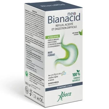 NeoBianacid Säure und Reflux Zitronengeschmack Aboca - Packung mit 70 Lutschtabletten