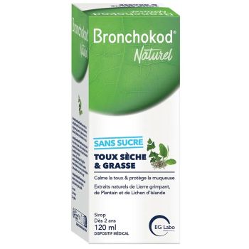 Bronchokod Naturalsirup für trockenen und produktiven Husten ohne Zucker EG Labo - Flasche mit 120 ml