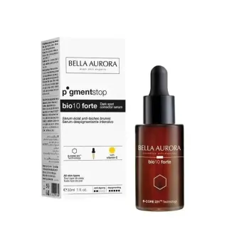 Pigmentstop-Serum für strahlende Haut gegen braune Flecken bio Bella Aurora - Pipettenflasche mit 30 ml