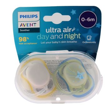 Ultra-Air Schnuller Tag und Nacht 0/6 Monate Philips Avent - 2er Pack Schnuller