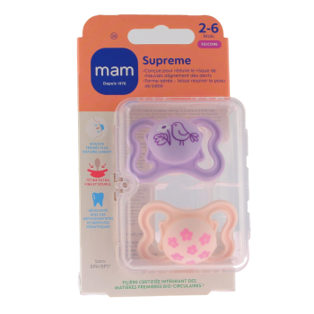 Supreme Schnuller 2-6 Monate rosa Mam - 2er Pack Schnuller