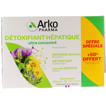 Arkofluides entgiftende Leber Arkopharma - 20 Ampullen + 10 Ampullen geschenkt
