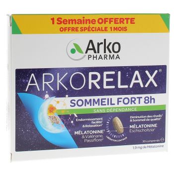 Arkorelax Schlaf Stark 8h Arkopharma - Packung mit 30 Tabletten (30 Tage Programm)
