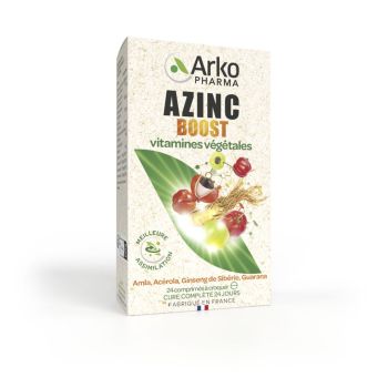 Azinc Boost pflanzliche Vitamine Arkopharma - Packung mit 24 Kaudabletten