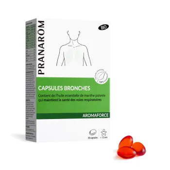 Aromaforce Kapseln Bronchien bio Pranarôm - Packung mit 30 Kapseln
