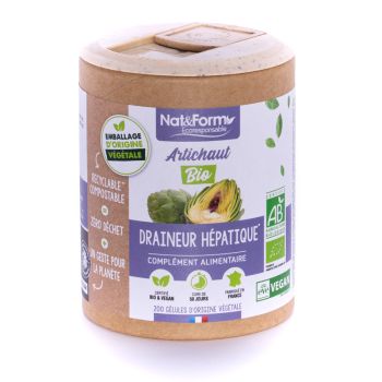 Bio-Artischocke Ecoresponsable Nat&Form - Dose von 200 Kapseln