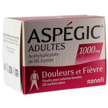 Aspegic Ab 15 Jahren; Erwachsene 1000 mg Pulver zur Herstellung einer Lösung zum Trinken in Einzeldosisbeuteln - Packung mit 20 Beuteln