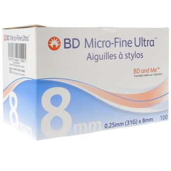 BD Mikrofeine ultrad&uuml;nne Nadelstifte - 100 St&uuml;ck &agrave; 8 mm