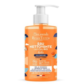 Bio-Reinigungswasser für empfindliche Babyhaut Körper und Haare Mein erstes Beauterra - Pumpflasche 750ml