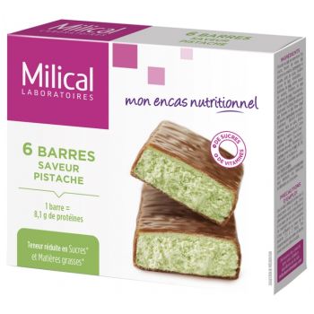 Milical Proteinriegel mit Pistaziengeschmack - Packung mit 6 Riegeln