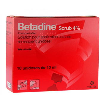 Betadine Scrub 4% Lösung zur kutanen Anwendung - Packung mit 10 Einzeldosen à 10 ml
