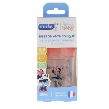 Anti-Kolik-Flasche Disney Baby Minnie 3 Geschwindigkeiten Durchfluss 1 0-6 Monate Dodie - Flasche mit 150ml