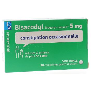 Bisacodyl Biogaran Beratung 5 mg - Packung mit 30 magensaftresistenten Tabletten