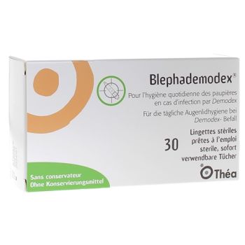 Blephademodex feuchte T&uuml;cher Augenlid-Hygiene Th&eacute;a - Packung mit 30 T&uuml;chern