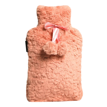 Wasserflasche mit rosa Pomponbezug Calindoo - 2L Wärmflasche