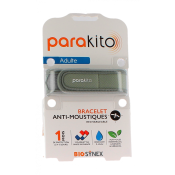Wiederaufladbares Mückenschutzarmband Khaki Para Kito - 1 Armband + 2 Nachfüllungen