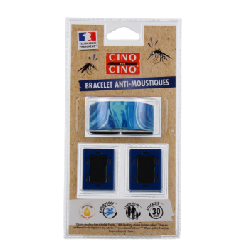 Blaues Anti-Mücken-Armband Cinq sur Cinq - ein Armband + 2 Nachfüllungen
