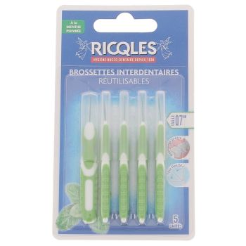 Interdentalbürsten 0,7 mm Ricqles - 5 wiederverwendbare Bürsten